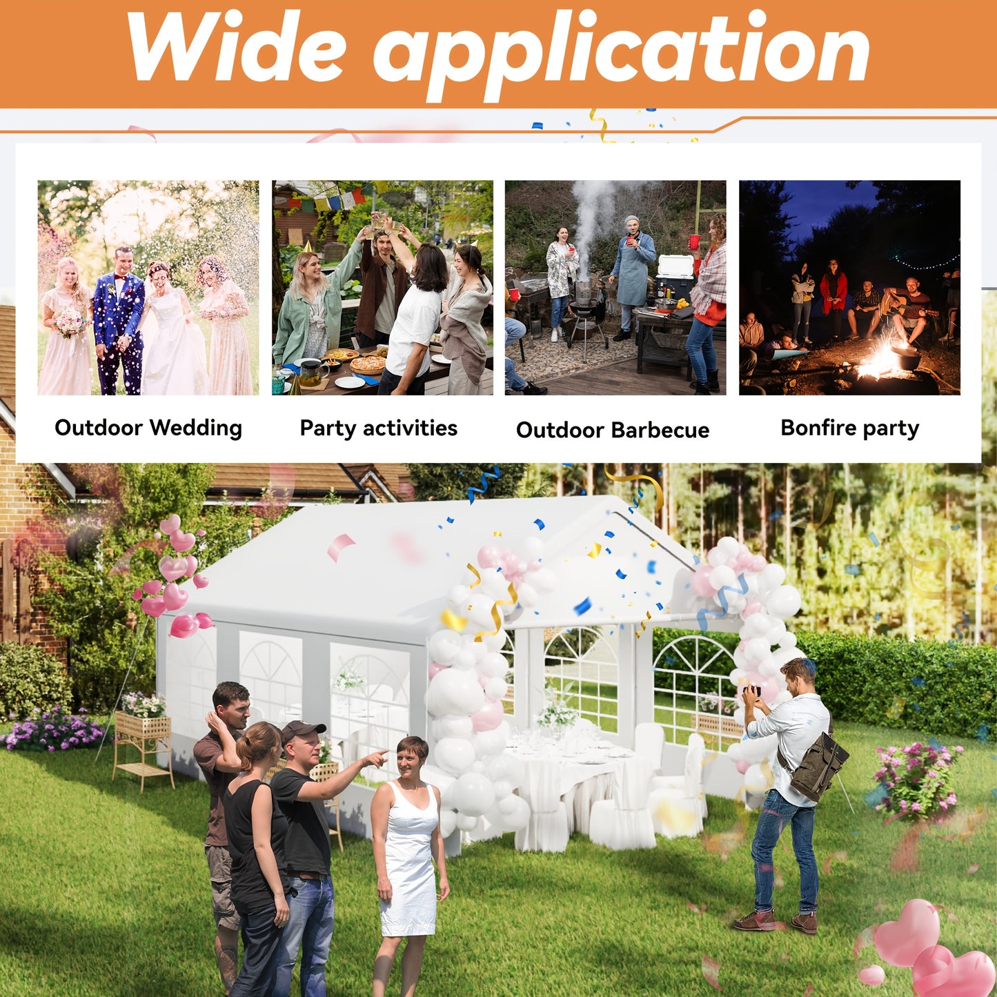 Feesttent – Partytent – Tuinpaviljoen – Paviljoen – Tuintent – Met Afneembare Zijwanden – Waterdicht – 4x6 Meter – Stevig Frame – Zonwerend