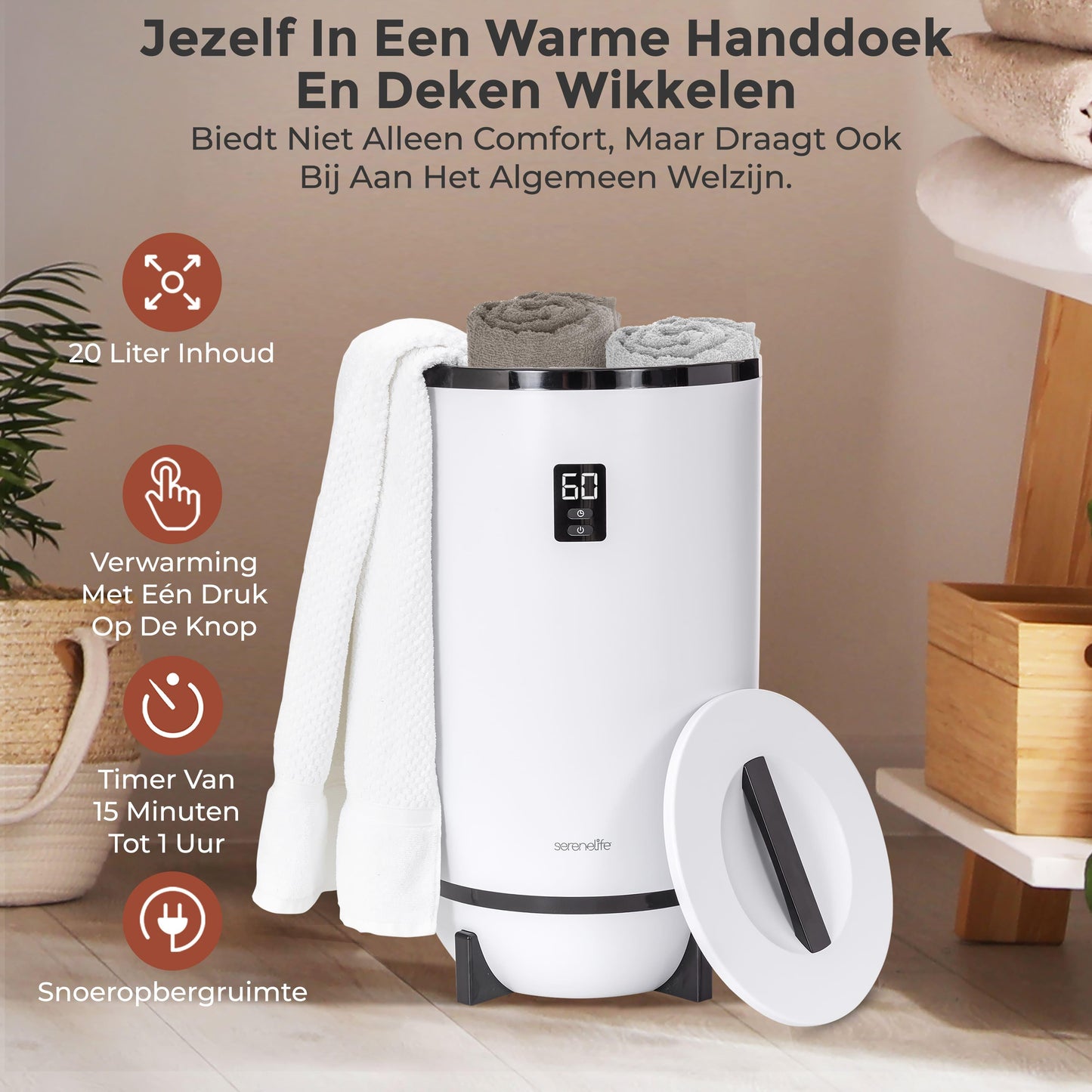 Handdoekwarmer – Elektrische Handdoekverwarmer – Handdoekdroger – Badkamerverwarmer – Handdoekverwarmer Compact – Timer Met Automatische Uitschakeling – Zwart