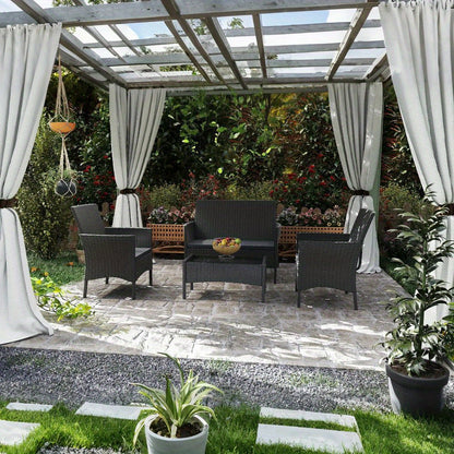 Loungebank – Loungeset – Tuinbank – Loungesofa – Balkonmeubilair – Poly Rattan – Weerbestendig – Inclusief Tafel Met Glazen Blad