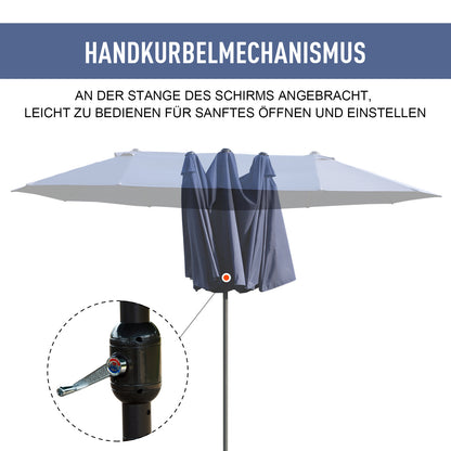 Parasol – Tuinparasol – Marktparasol – Dubbele Parasol – Terrasparasol – Handmatige Zwengel – Groot Ovaal 460x270 cm – Windbestendig Polyester
