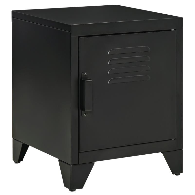 Nachtkastje – Nachtkast – Bijzettafel – Ladekastje – Opbergkastje – Natuurlijk Hout & Zwart Metaal – Verstelbare Plank – Compact 50x40x47,5 cm