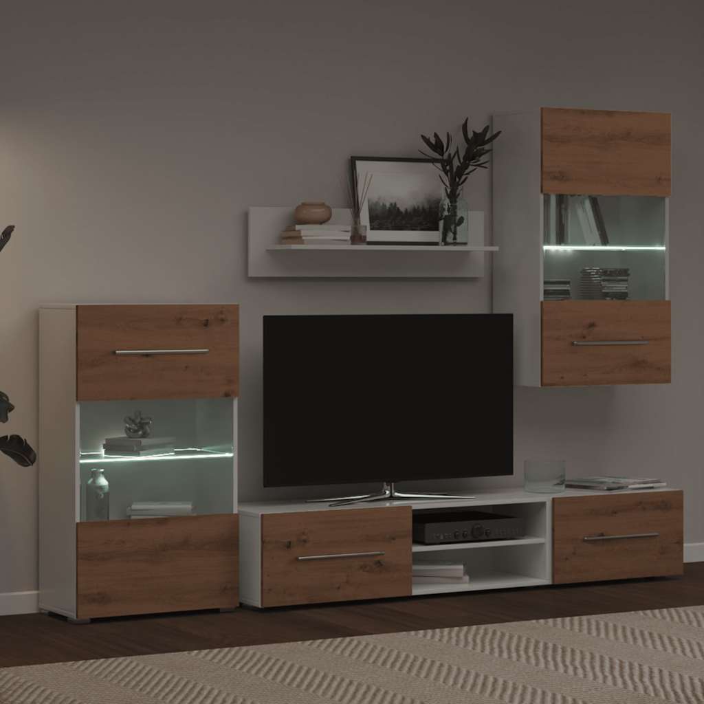 TV meubel – TV kast – TV dressoir – Lowboard – Wandmeubel – Eikenhoutlook – LED Verlichting