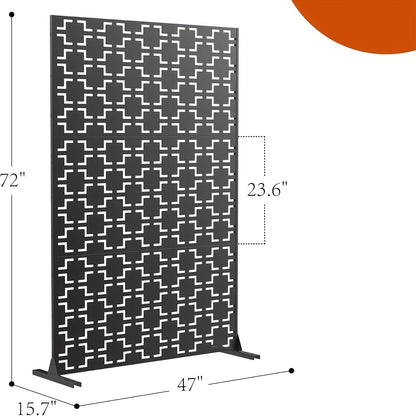 Metalen Buitenafscheiding – Afsluiting – Tuinscherm – Privacy Scherm – Balkonscherm – Zwart Bladpatroon – Roestbestendig Gegalvaniseerd Staal – Makkelijk Te Plaatsen 182x119 cm