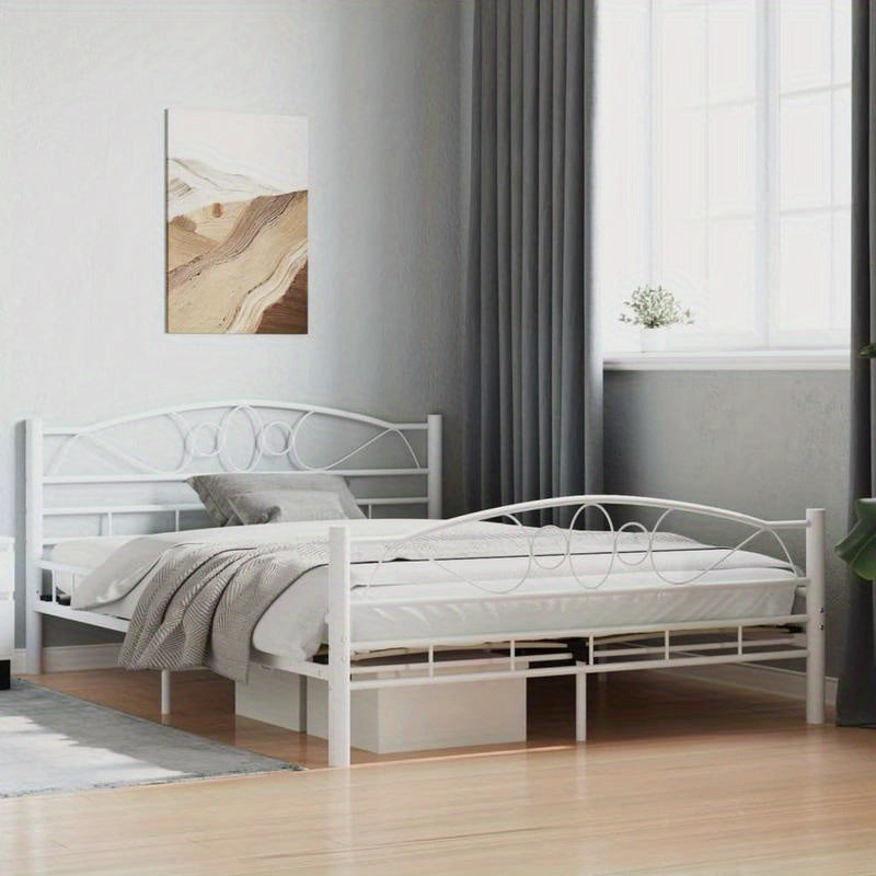 Giroletto Bianco in Metallo 140x200cm - Contemporary White Metal Bed Frame with Elegant Curved Design, Sturdy Metal Frame & Easy Assembly for Bedroom Furniture, Bed Accessories, Modern Bedroom Decor, Minimalist Bed Design, Sl