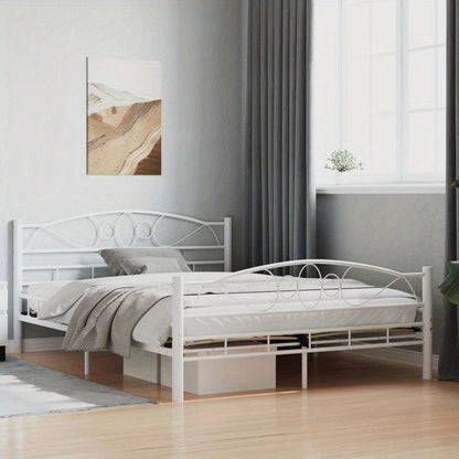 Giroletto Bianco in Metallo 140x200cm - Contemporary White Metal Bed Frame with Elegant Curved Design, Sturdy Metal Frame & Easy Assembly for Bedroom Furniture, Bed Accessories, Modern Bedroom Decor, Minimalist Bed Design, Sl