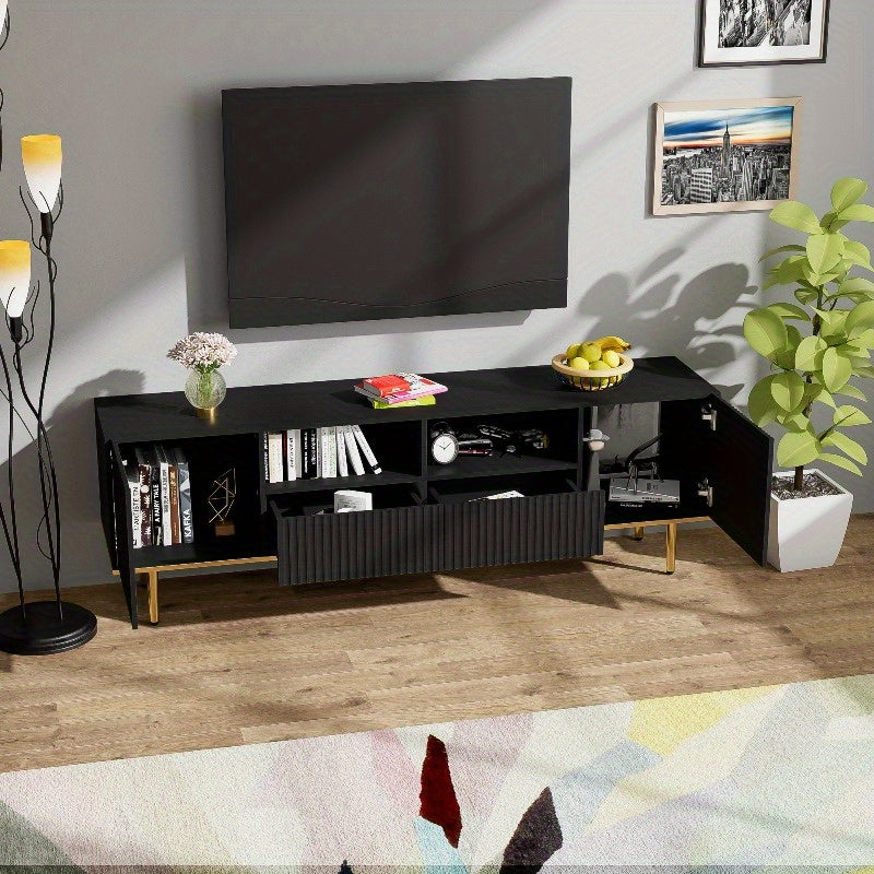 TV Meubel – Media Console – Entertainmentkast – TV Kast – Meubel Voor Flat Screen – Met Gouden Metalen Poten – Stevige Constructie – Modern Design