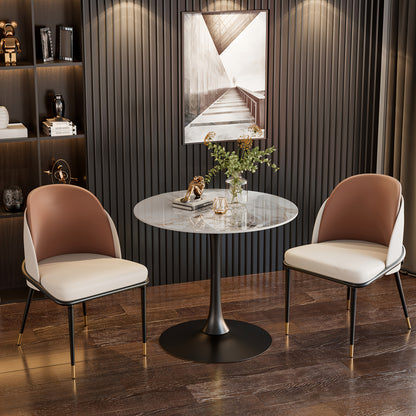 bistrotafel – bartafel – hoge tafel – rond tafel – koffietafel – ronde bartafel 100 cm hoog – marmeren tafelblad – stevige metalen voet zwart