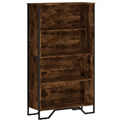 Bookshelf 80X31X137.5 Cm Made of Treated Wood in Smoked Oak Color. Vertical Shelves, Sturdy And Durable, Attractive, Ample Storage Space, Smooth Surface, Moisture-Resistant, Warp-Resistant, And Split-Resistant, Suitable for O