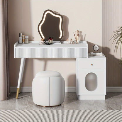Kaptafel – Make-uptafel – Sieradentafel – Cosmeticatafel – Dressing Table – Wit Design – 3 Ruime Lades & Deur – Compact 100x75x40 cm