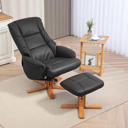Ergonomische Relaxfauteuil – Relaxstoel – Lounge Chair – Zetel – Fauteuil Met Hocker – Verstelbare Rugleuning – Stevig Hardhout En Metaal Frame