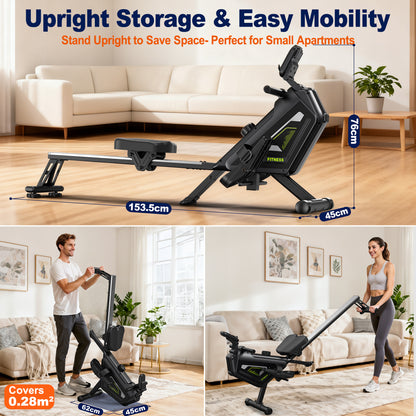 Rowing Machine for Home – 16 Resistance Levels, Quiet Magnetic Rowing Machine with APP, 160Kg Load Capacity, Easy Assembly, Compact & Space-Saving