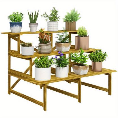 Plantenrek – Plantenstandaard – Plantentafel – Bloemenrek – Plantenetagère – 3 Laags – Duurzaam Vurenhout – 120x80x78 cm – Weerbestendig – Ruimtebesparend
