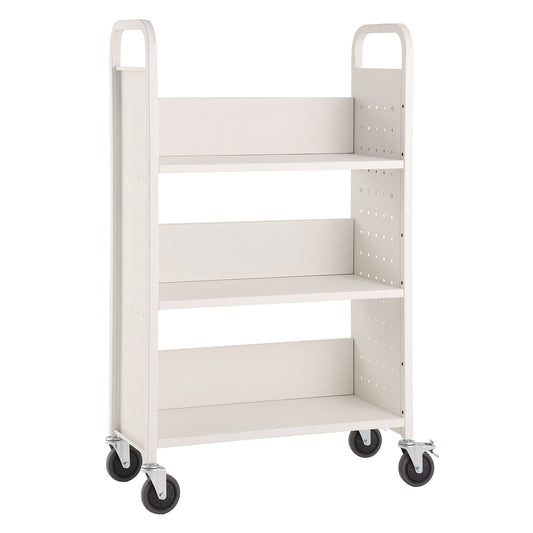 Boekwagen – Boekenwagen – Transportwagen – Bibliotheekwagen – Karretje – Stevige Koolstofstaal Constructie – 150 kg Draagkracht Met 360° Zwenkwielen en Remfunctie