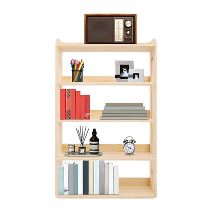 Boekenkast – Boekplank – Opbergkast – Boekrek – Boekstelling – 5-Laags – Onbehandeld Dennenhout – 80x26x130 cm – Ruimtebesparend Design