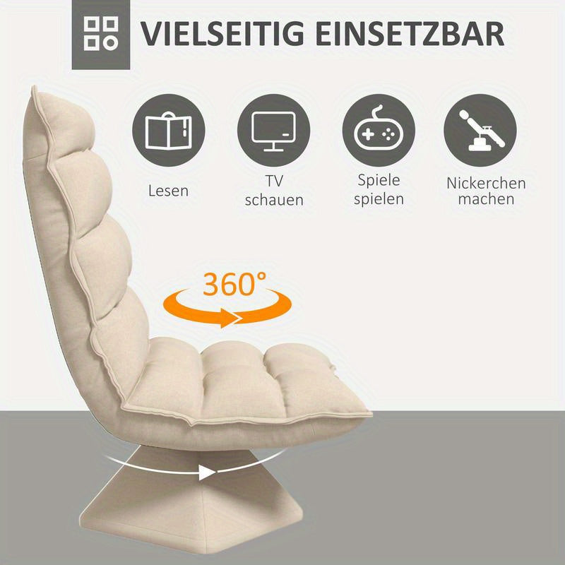 Relaxing reading chair, swivel, linen look, 62cm x 70cm x 95cm, beige, Cozy Armchair, Home Library Chair, Classic Design, Modern Classic, Quality Upholstery, Durable Construction, Reclining Chair, Lounge Chair, Small Space Li