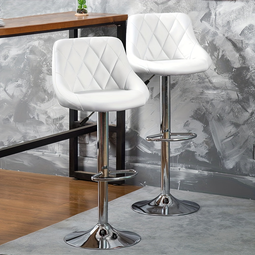 Barstoel – Barkruk – Barstoelen – Keukenkruk – Barkrukken Set Van 4 – Kunstleren Bekleding – Verstelbare Hoogte 85-105 cm – Draaibaar – Wit