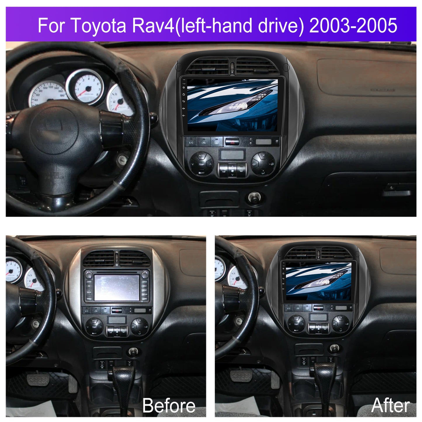 2DIN Autoradio Toyota RAV4 – Multimedia Systeem – Android Radio – Touchscreen Radio – Auto Stereo – 9 Inch IPS Scherm – Wireless CarPlay & Android Auto – Inclusief AHD Achteruitrijcamera