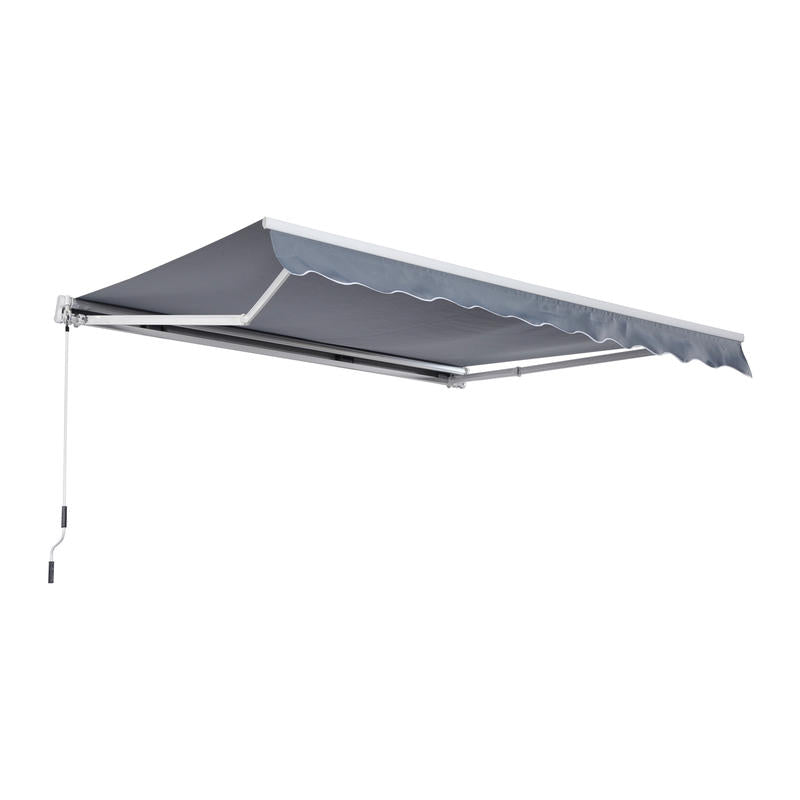 Articulated arm awning Adjustable clamp awning Patio awning 3.95 x 3m sun protection with crank, balcony awning, grey