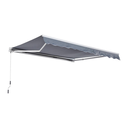 Articulated arm awning Adjustable clamp awning Patio awning 3.95 x 3m sun protection with crank, balcony awning, grey
