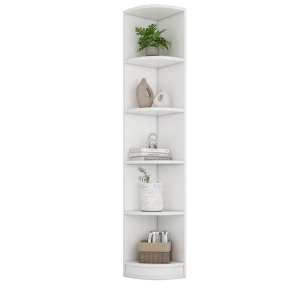 Heavy-Duty 5-Tier Bookshelf - Space-Saving Corner Shelf Organizer, No Assembly Needed, Sturdy Metal Construction for Home Office, Living Room, Study - Modern White Storage Shelf, Office Organization, Contemporary Furniture, H