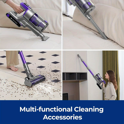 Stofzuiger – Draadloze Zuiger – Zakloze Cleaner – Handstofzuiger – Kruimeldief – Krachtige Zuigkracht 64 kPa – Lichtgewicht Metalen Design Paars