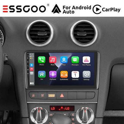 ESSGOO Wireless Carplay und Android AutoATORADIO for AUDI A3 S3 RS3 2008-2012, 22.86 cm Touchscreen with B-T Radio, Android 14 FM RDS GPS USB WiFi Navigation, Incar Connectivity, Car Entertainment System, Sleek Dashboard Unit