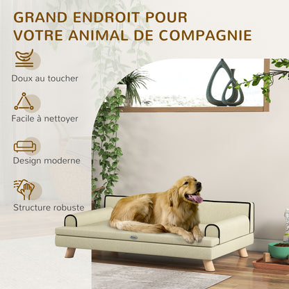 Hondenbank – Huisdieren Sofa – Dierenbed – Dog Bed – Kattenbank – Scandinavisch Design – Afneembare Kussen – 100x62x32 cm Beige