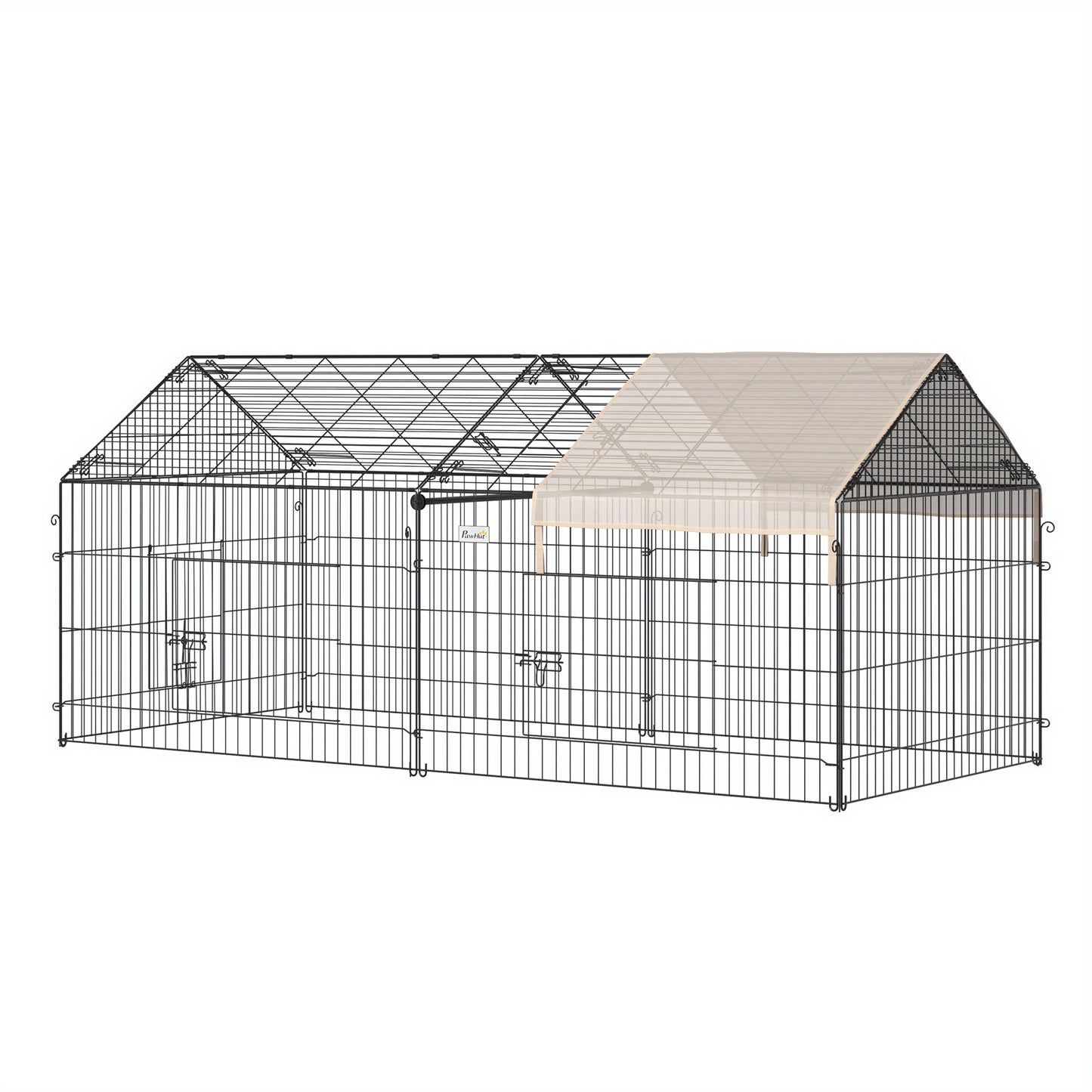 Konijnenhok – Buitenren – Knaagdierkooi – Konijnenkooi – Dierenverblijf – Groot 220x103x103 cm – Weerbestendig PE met Zonnescherm