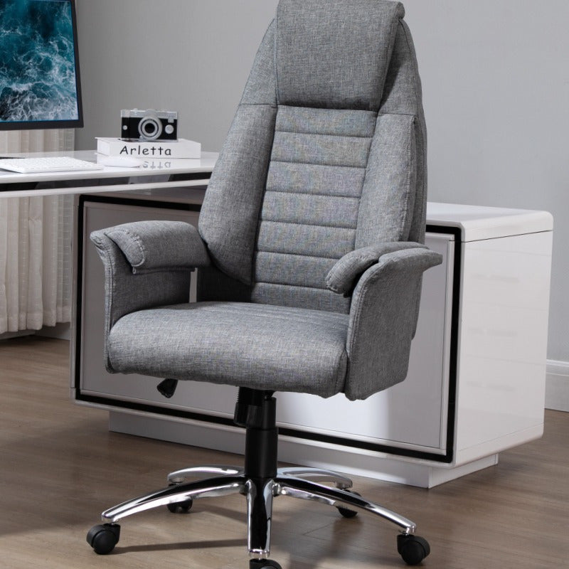 Ergonomische Bureaustoel – Comfortstoel – Kantoormeubilair – Werkstoel – Thuiswerkstoel – Verstelbare Zithoogte Tot 115 cm – Duurzaam Glas- en Roestvrij Stalen Frame – Grijs Gemêleerd