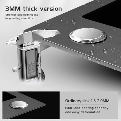 80×45cm Contemporary Rectangular Stainless Steel Kitchen Sink, Flying Rain Waterfall Effect, Right Side Draining with Pull-Down Tap and Cutting Board & Glass Rack Included Multiple Accessories Easy Installation Suitable for