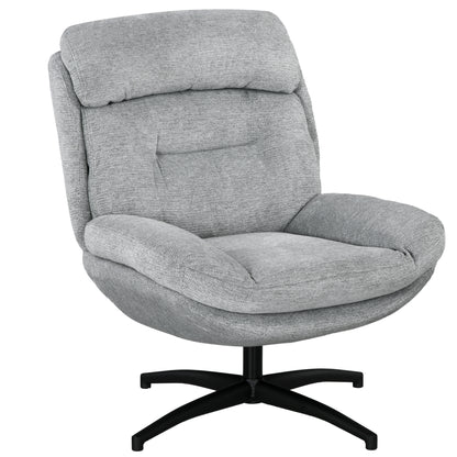 Draaifauteuil – Draaistoel – Relaxstoel – Fauteuil – Stoel – 360 Graden Draaibaar – Chenille Stof Grijs – Met Zwarte Stalen Poten – Geïntegreerde Armleuningen – Ergonomisch Comfort
