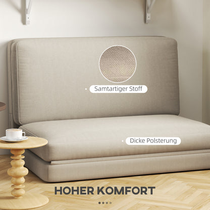 Relaxstoel – Fauteuil – Loungestoel – Vloerstoel – Slaapstoel – 2-in-1 Opvouwbaar – 120 cm Breed – Beige Velvet Stoffering