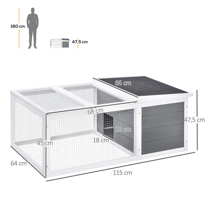 Konijnenhok – Konijnenren – Knaagdierenkooi – Konijnenkooi – Dierenverblijf – Hout – Waterdicht Dak – Ruim 115x66x47,5 cm – Grijs