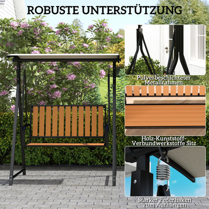 Hollywood Schommel – Tuinschommel – Zweefstoel – Relaxschommel – Buitenschommel – Zwart – Verstelbaar Zonnescherm – Ruim Voor 2 Personen