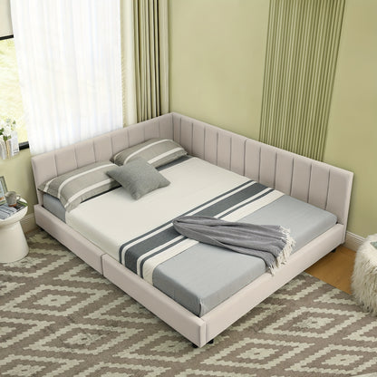 Bedframe – Tweepersoonsbed – Platformbed – Slaapbank – Bedombouw – Modern Design – Hoog Hoofdbord – Hoogwaardig Bamboe – Eenvoudige Montage