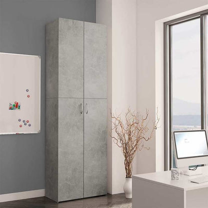 Opbergkast – Opbergmeubel – Kantoor Kast – Studeerkamer Kast – Houten Kast – Beton Grijs – 60x32x190 cm – Duurzaam Hout – Ruim Opberggemak