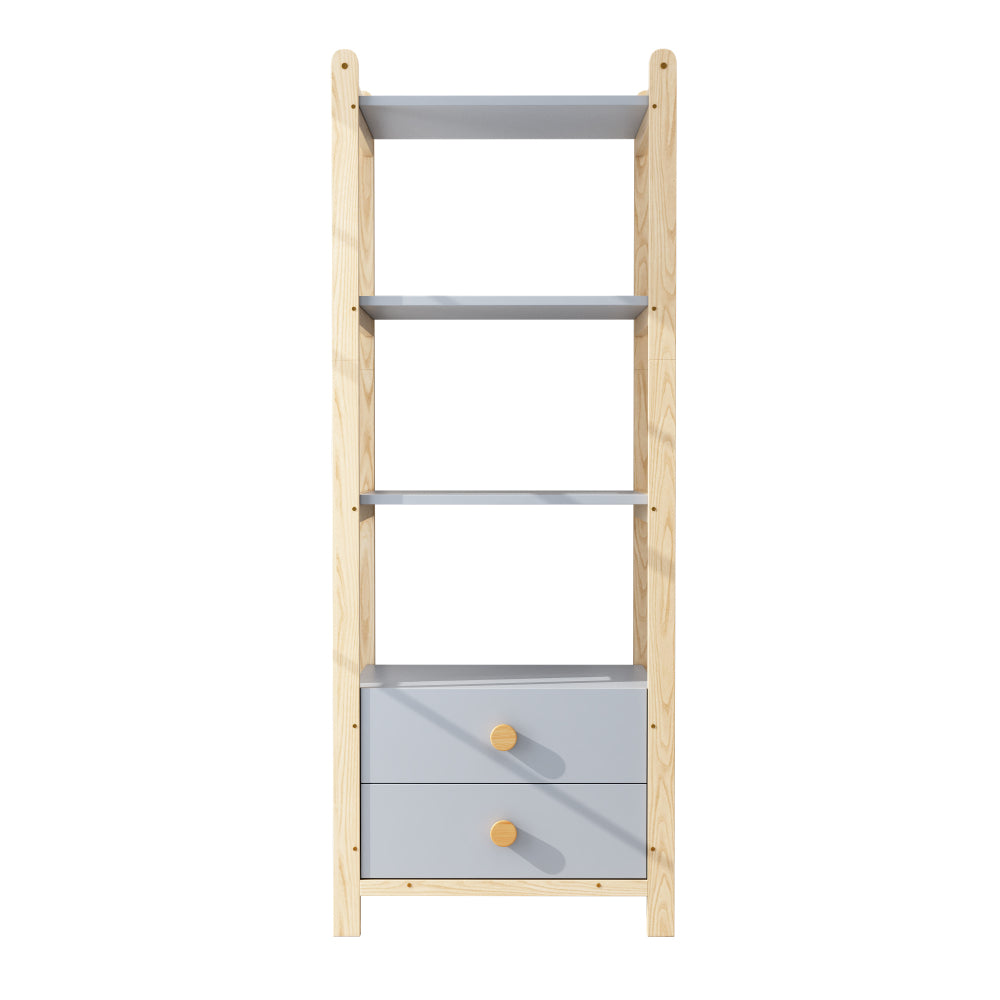 Boekenkast – Boekenrek – Opbergkast – Vakkenkast – Stellingkast – 4 Planken en 2 Laden – 70x44x180 cm – Stevig Metaal en Minimalistisch Design