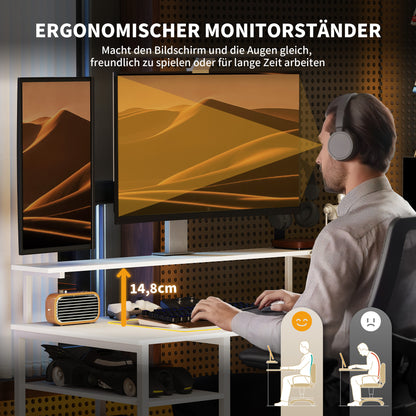 L-vormig Bureau – Hoekbureau – Computerbureau – Bureaumeubel – Werktafel – Geïntegreerd Oplaadstation – Monitorstandaard Met Opbergruimte – Wit