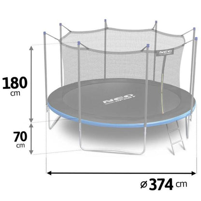 Tuintrampoline – Kindertrampoline – Springmat – Veiligheidsnet – Ladder – Ø 374 cm – Maximale Belastbaarheid 150 kg