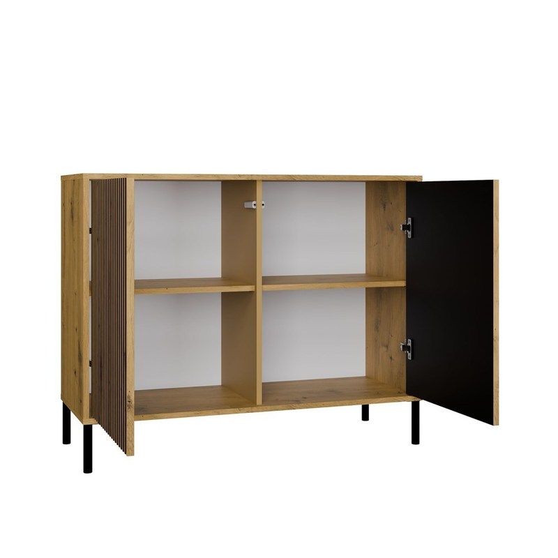 Ladefront – Ladepaneel – Ladescherm – Ladenfront – Ladekastfront – Geribbelde Lamellen – TIP-ON Opensysteem – MDF Eikenhout Look