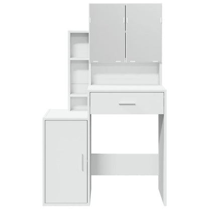 Kaptafel – Make-up Tafel – Dresser – Meubel – Make-up Spiegel – Modern Wit – Compact 80x35x132 cm – MDF & Hardhout, Inclusief Opberglades
