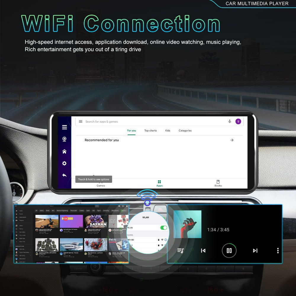 Android 13 Auto Multimedia Speler – Autoradio – Car Stereo – Auto Entertainment Systeem – Navigatie – Draadloze CarPlay & Android Auto – 10,26 Inch Scherm – 8-Core 4GB+64GB RAM