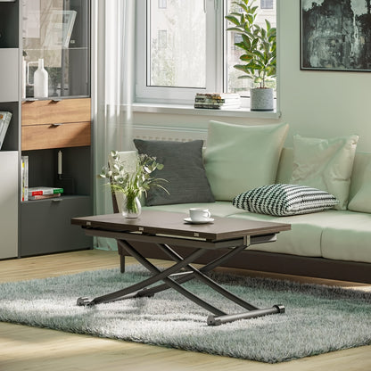 Verstelbare Eettafel – Multifunctionele Tafel – Koffietafel – Werkplek – Bijzettafel – Zwart Notenhout – Stabiel Metalen Frame – Hoogte Verstelbaar