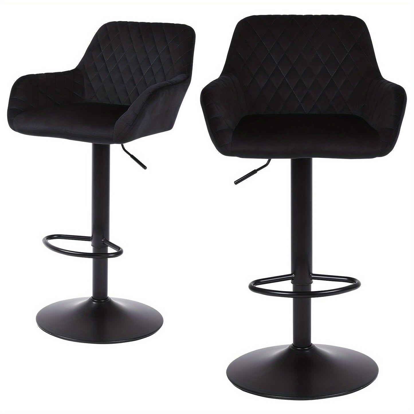 Bar Stools Set Of 2/4, Height Adjustable Swivel Bar Stools, Made Of Imitation Velvet Fabric, Dining Stools with Backrest And Armrests, Suitable for Bars, Kitchens And Gardens, Black Gray Brown, Kitchen Bar Stools, Bar Stools