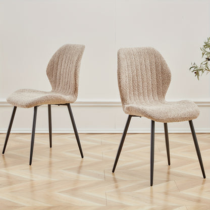 Eetkamerstoel – Kuipstoel – Keukenstoel – Stoel – Dinerstoel – Mid-Century Modern – Linnen Bekleding – Metalen Frame – Ergonomische Rugleuning – Set van 4 – Beige Bruin