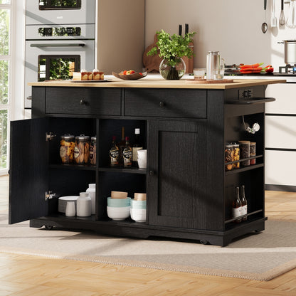 Heavy-Duty Metal Kitchen Island Cart with Worktop - Mobile Kitchen Storage Cabinet, 2 Drawers & 6 Compartments, Space-Saving Rolling Kitchen Organizer with Cabinet, for Small/Large Kitchens, Dining Room, or Home - Easy Assemb