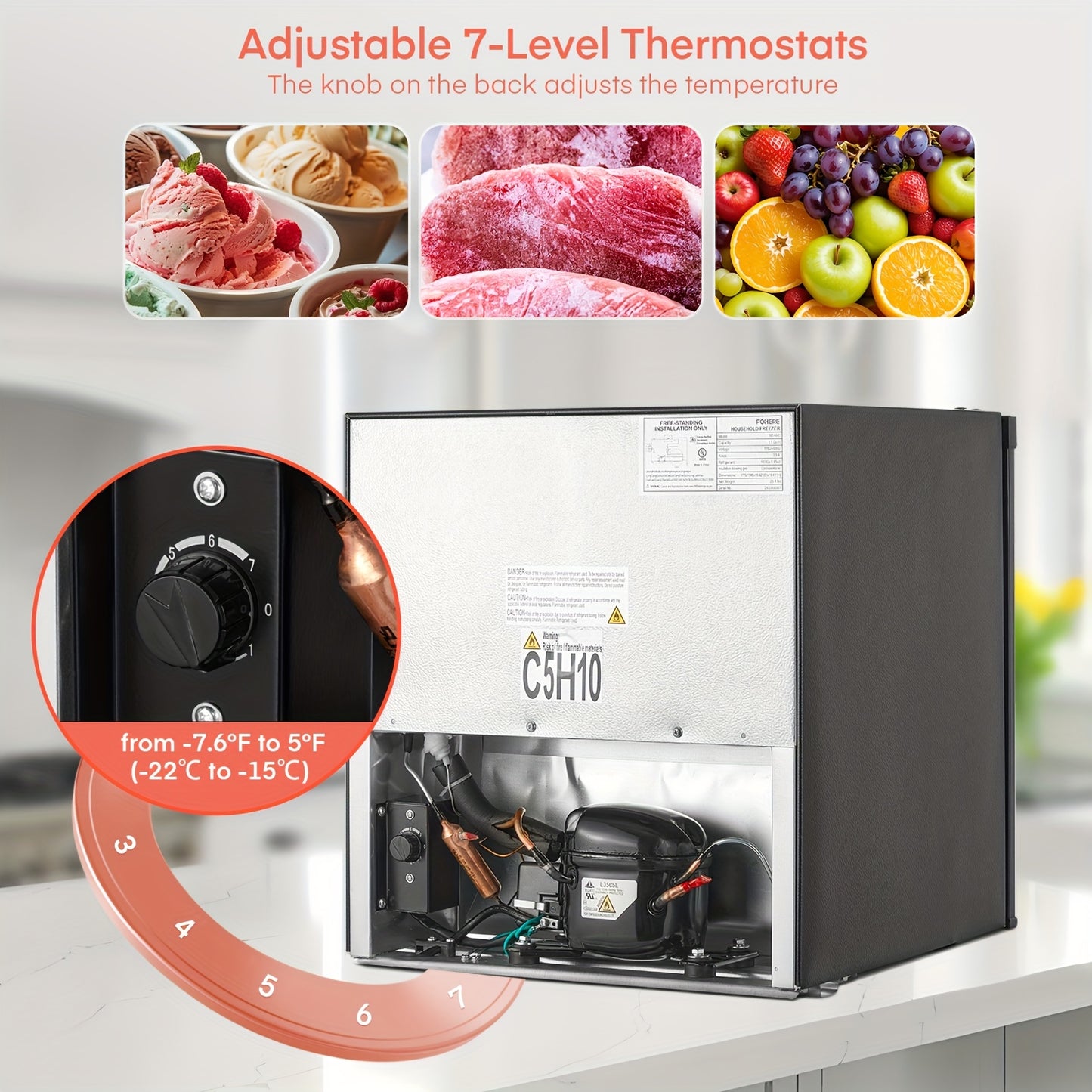 Mini Vriezer – Kleine Diepvriezer – Koelkast – Opbergvriezer – Compact Vrieskast – 32L Inhoud – Energiezuinig Zwart