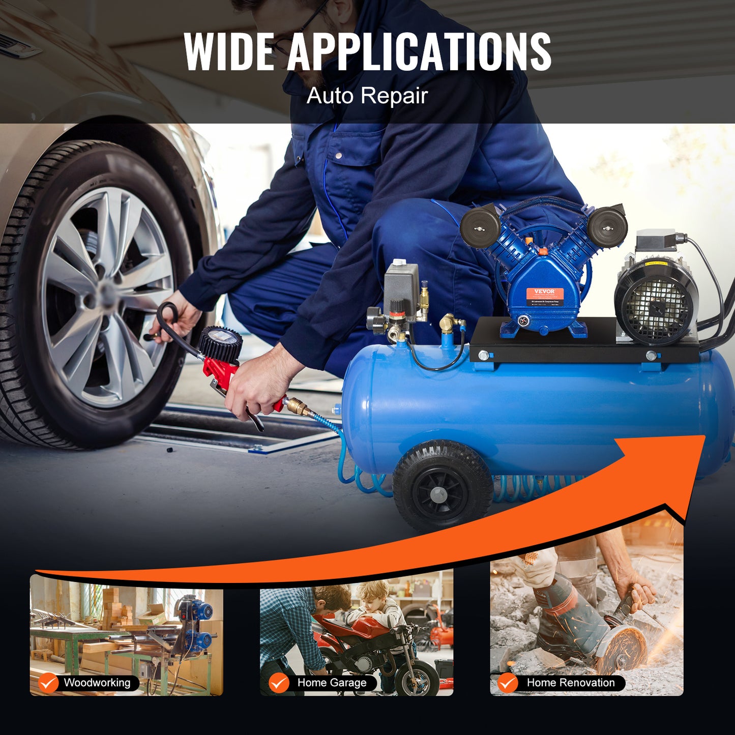 Compressorkop – Luchtcompressor Pompkop – Pompkop – Air Compressor Head – Tweecilinder Compressor – 3PK Vermogen – 6,25 CFM Luchtvolume bij 90 PSI