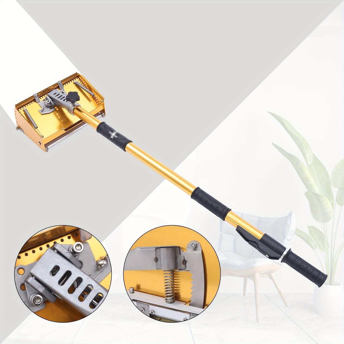 Afwerkingsgereedschap – Pleisterspaan – Plamuurspatel – Gipsafwerkset – Wand- en Plafondgereedschap – Geel – Verstelbaar Handvat 101,6-162,56 cm – 5-Snelheden Mechaniek