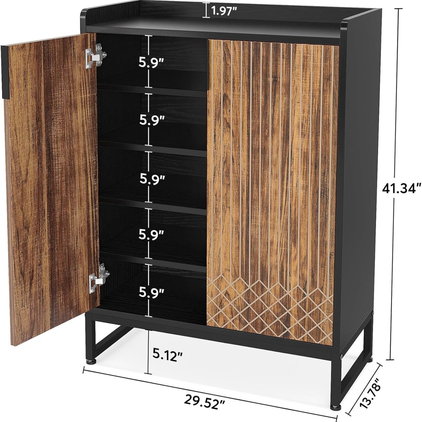 Schoenenkast – Schoenenrek – Schoenopberger – Schoenenkastje – Schoenmeubel – Smal Design – Hout Met Metaal – 25 Paar – Moderne Witte Kast Met Gouden Details